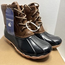 JBU By Jambu Kids Maplewood Waterproof Rain Boots in Chocolate Brown Size 4 NIB
