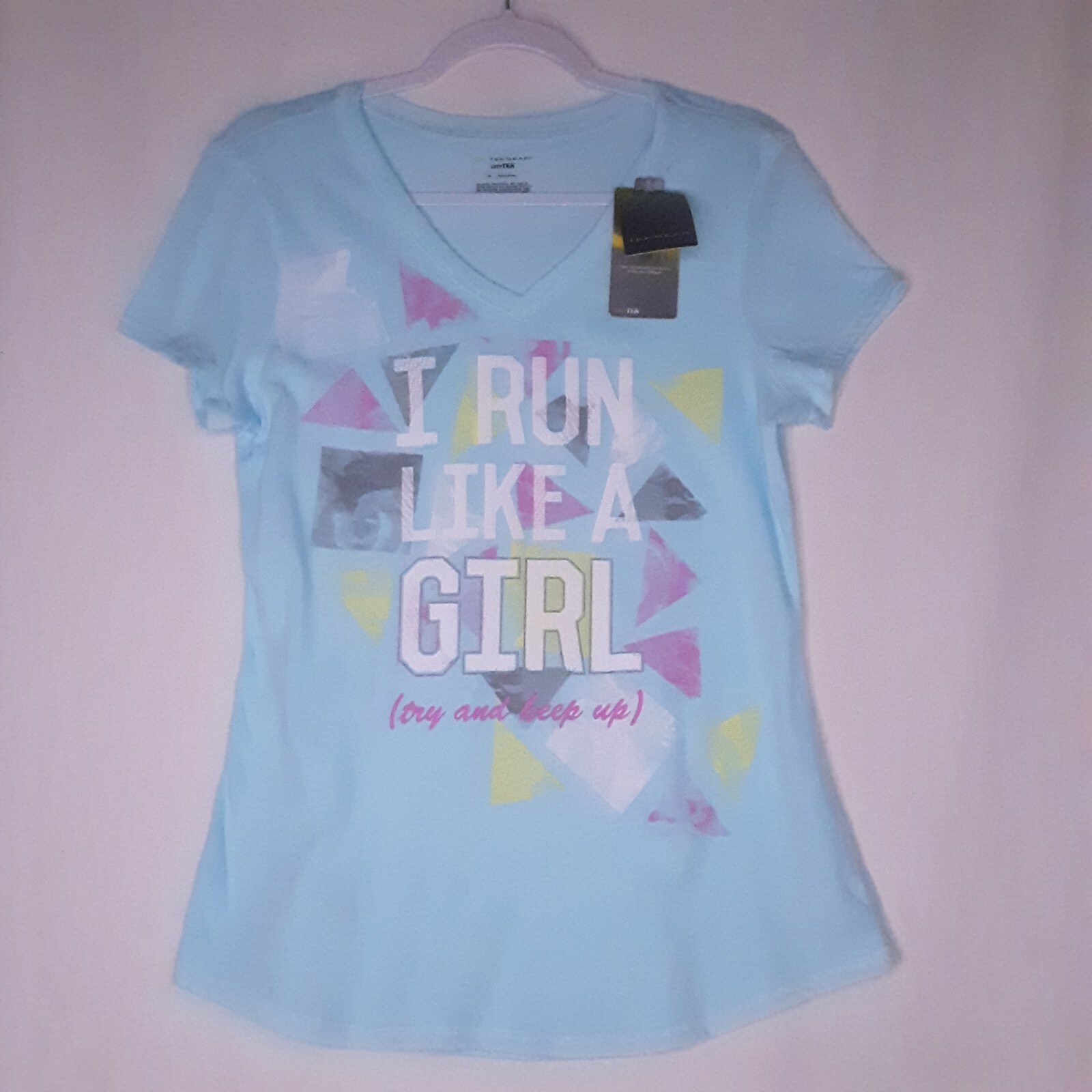 Tek Gear DryTEK Womens Baby Blue Graphic Tee Shirt Size Medium eBay