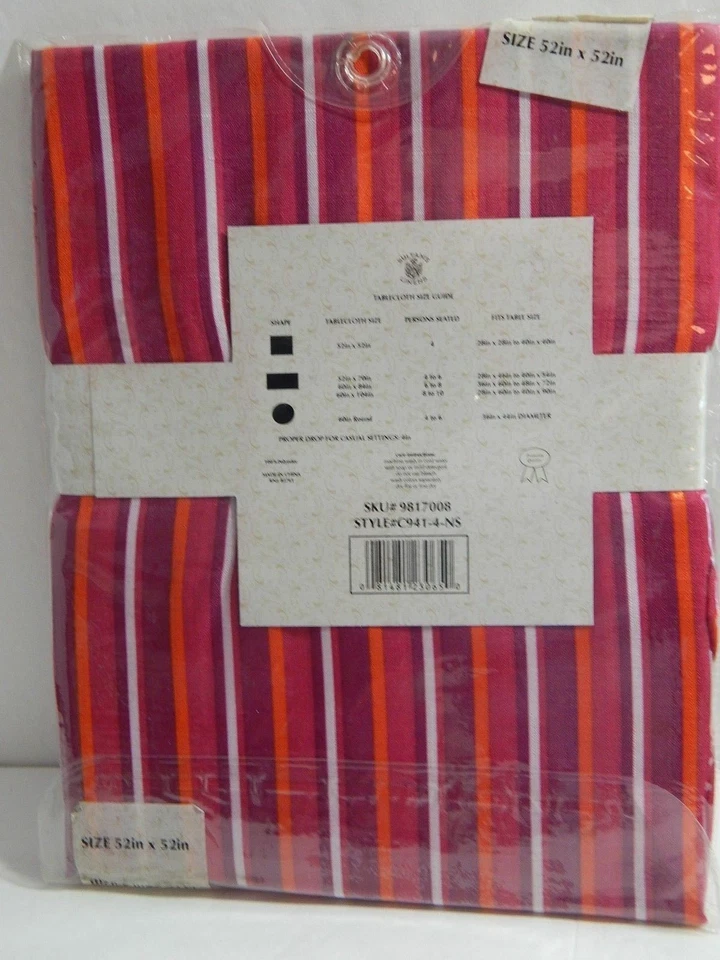 Mantel de tela Sultan's Linens 52 x 52 cuadrado multicolor a rayas Foto 3 de 4