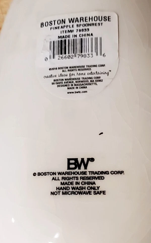 Boston Wearhouse 9" White Pineapple Ceramic Spoon Rest - Image 2 of 2