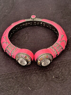 Hard To Find MATTHEW CAMPBELL LAURENZA MCL 925 Gemstone Hot Pink Enamel Bracelet
