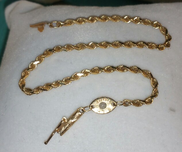 Vintage Silk Rope 14k Yellow Gold Diamond Bracelet PAT 4651517 DR 7