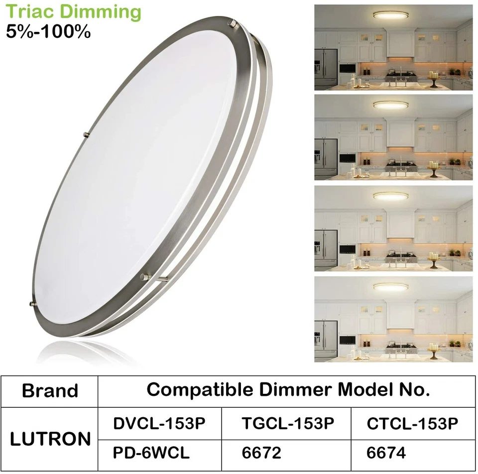 32" Oval LED Ceiling Light 35W 300W Equivalent 3100LM 3000K/4000K/5000K Switch - Image 4 of 4