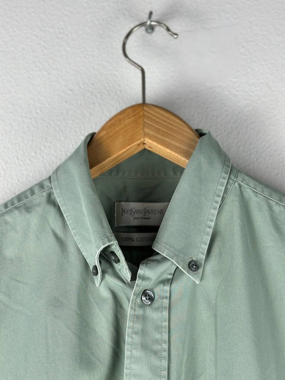 YSL Yves Saint Laurent Camicia Nera con Bottoni Uomo Taglia M