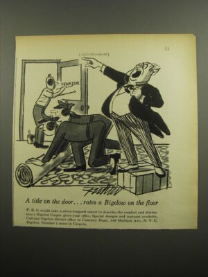 1955 Bigelow Carpets Advertisement - A title on door rates Bigelow on the floor