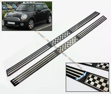 FITS 07-2014 R56 R57 MINI COOPER S CHECKERED FLAG CHROME ENTRY DOOR SILL TRIM