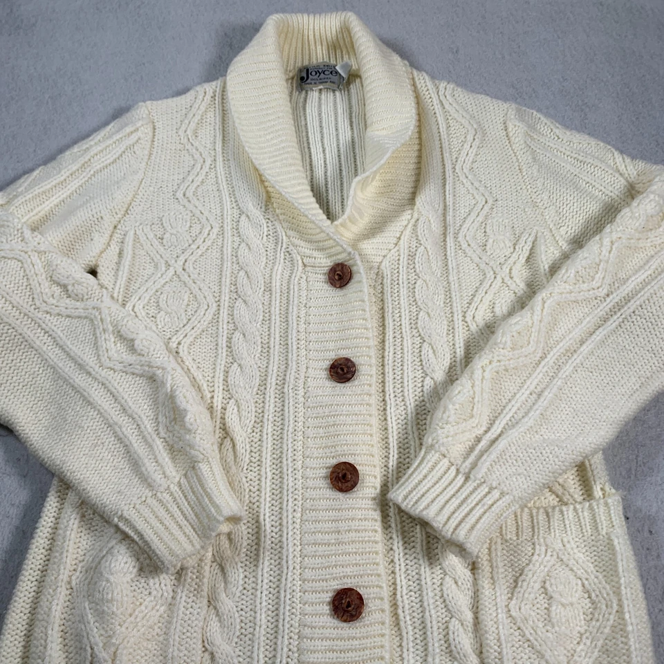 Joyce Sweater Womens Small White Cream Acrylic Cardigan Knit Vintage - Изображение 2 из 4