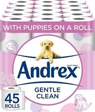 Andrex Gentle Clean Toilet Rolls - 45 Toilet Roll Pack- Bulk Buy Toilet Rolls UK