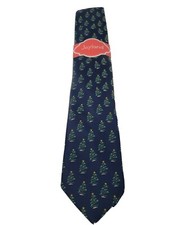 Joyland Holiday Christmas Tree Tie Navy Blue Background