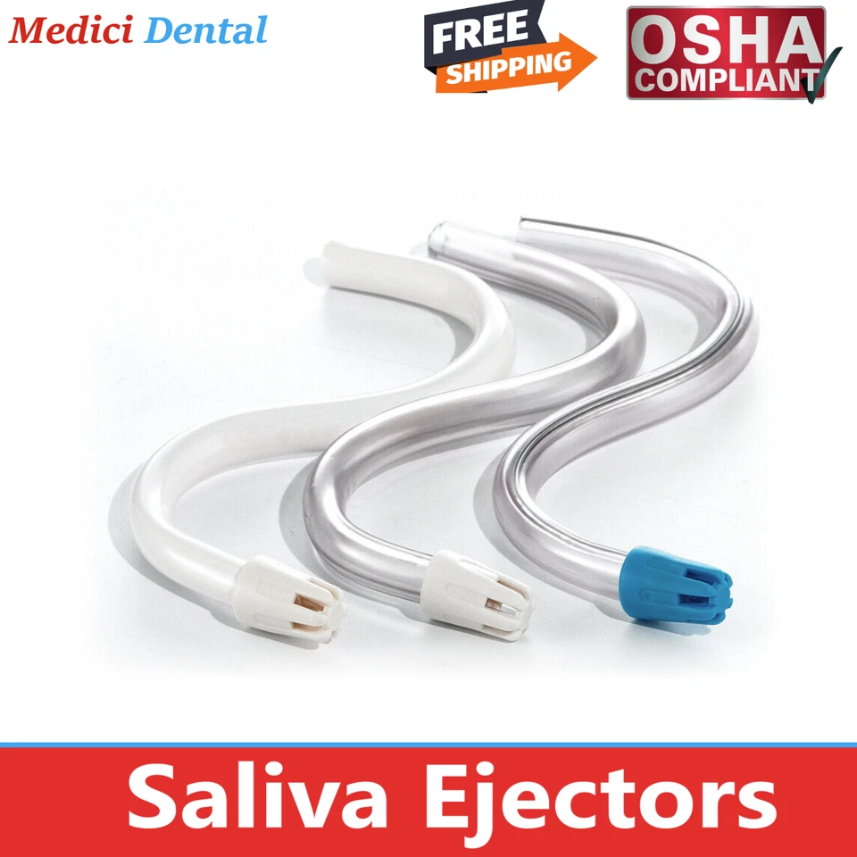 1000/Bx Eyectores de saliva desechables dentales, puntas de succión evacuador transparente/azul EE. UU. Foto 3 de 3