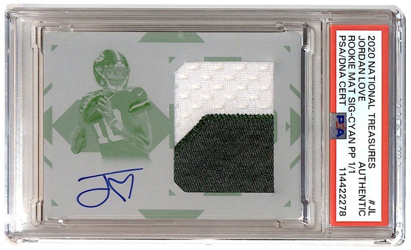 2020 National Treasures RPA Printing Plate 1/1 Jordan Love Rookie Auto PSA R62