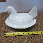 Vintage Indiana Glass White Milk Glass Hen on Nest Dish – 7” Covered Chicken