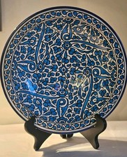 Vintage Moroccan Fes Pottery Bowl. Handmade Wall Hanging Bowl Decorative #2012