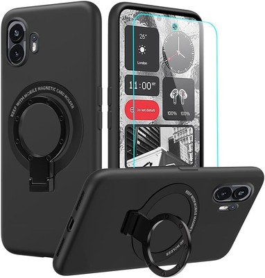 Magnetic Ring Holder Stand Bracelet Soft Black Phone Cover Case +Folding bracket