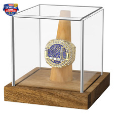 Acrylic Championship Ring Display Case with Wood Stand, 3.54 Inch Dustproof