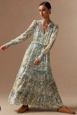 Me+Em Bluebell Dress Print Ruffle Maxi + Slip Size UK 10 wedding races occasion