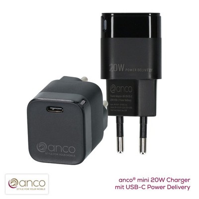 Schnellladegerät f. Apple iPhone 13/14/15 20W anco USB-C Power Delivery Netzteil