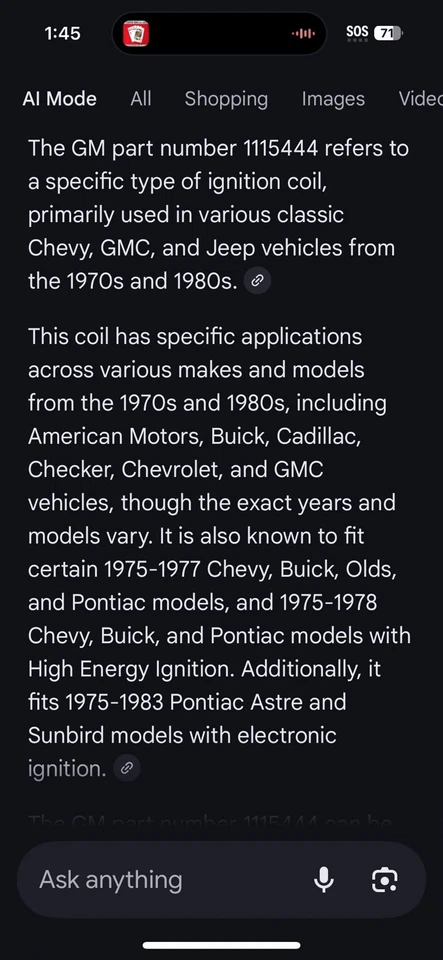 NUEVA BOBINA DE ENCENDIDO OEM GM 1115455 se adapta a GM 79s-80s Chevy GMC Jeep Pontiac 12498046 Foto 2 de 4