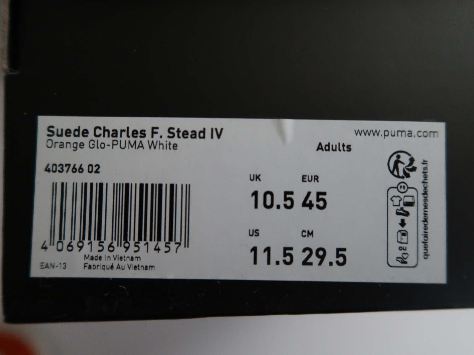SALE 2025 CHARLES F STEAD X PUMA SUEDE GLO ORANGE WHITE SZ 11.5 - 13 403766-02