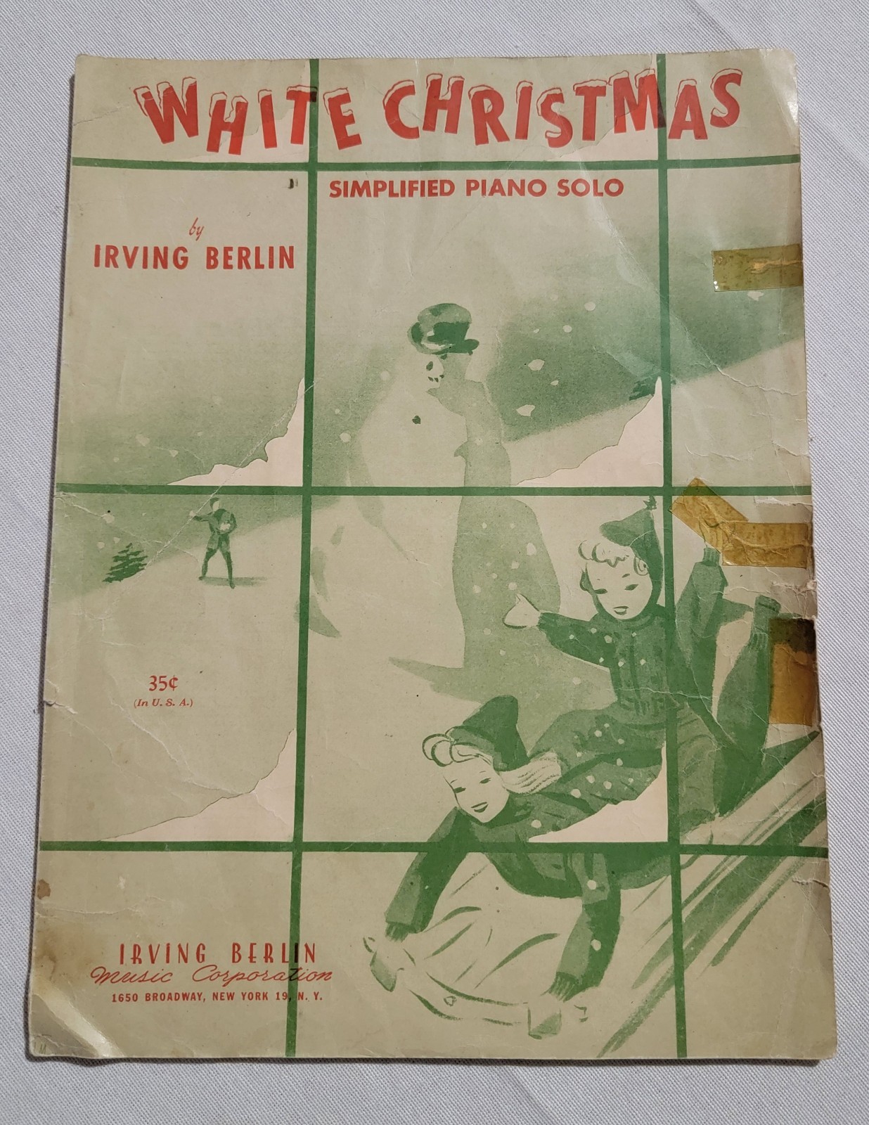 Vintage 1940s White Christmas Simplified Piano Irving Berlin Sheet Music Holiday