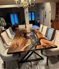 Clear Epoxy Tabletop  – 60" x 30" wooden Resin Luxury Design Home Unique decor
