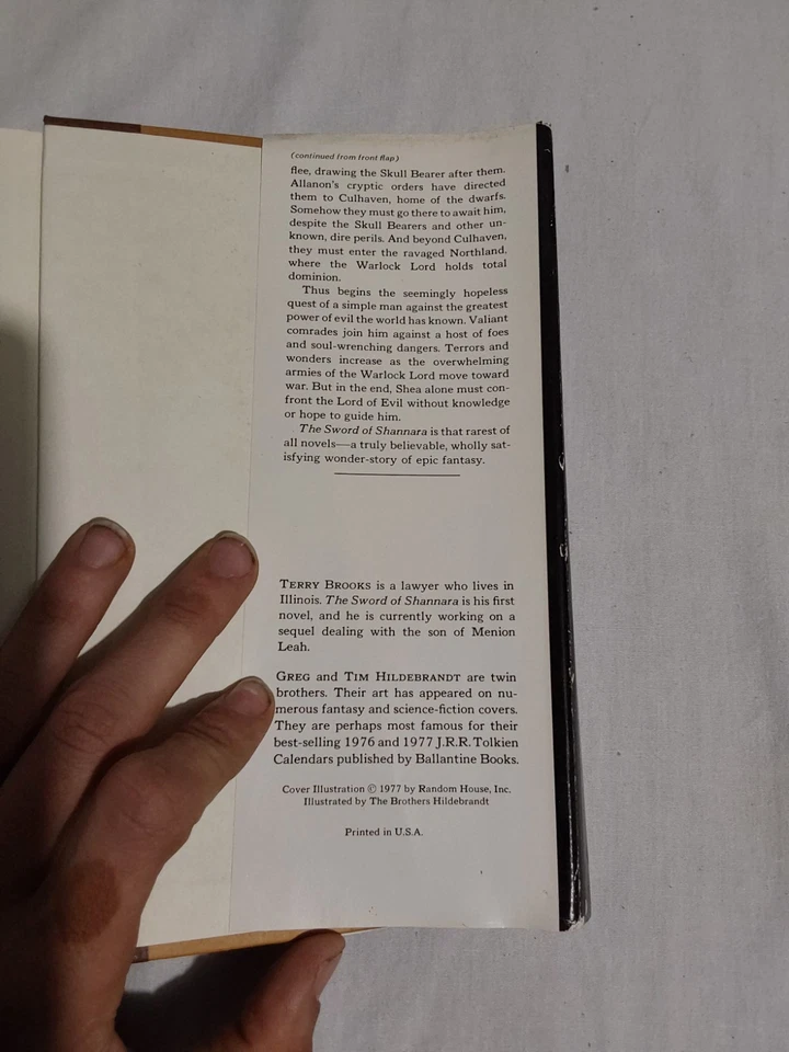 The Sword Of Shannara  by Terry Brooks Random House Hardback 1977 Dust Jacket - Imagem 3 de 4