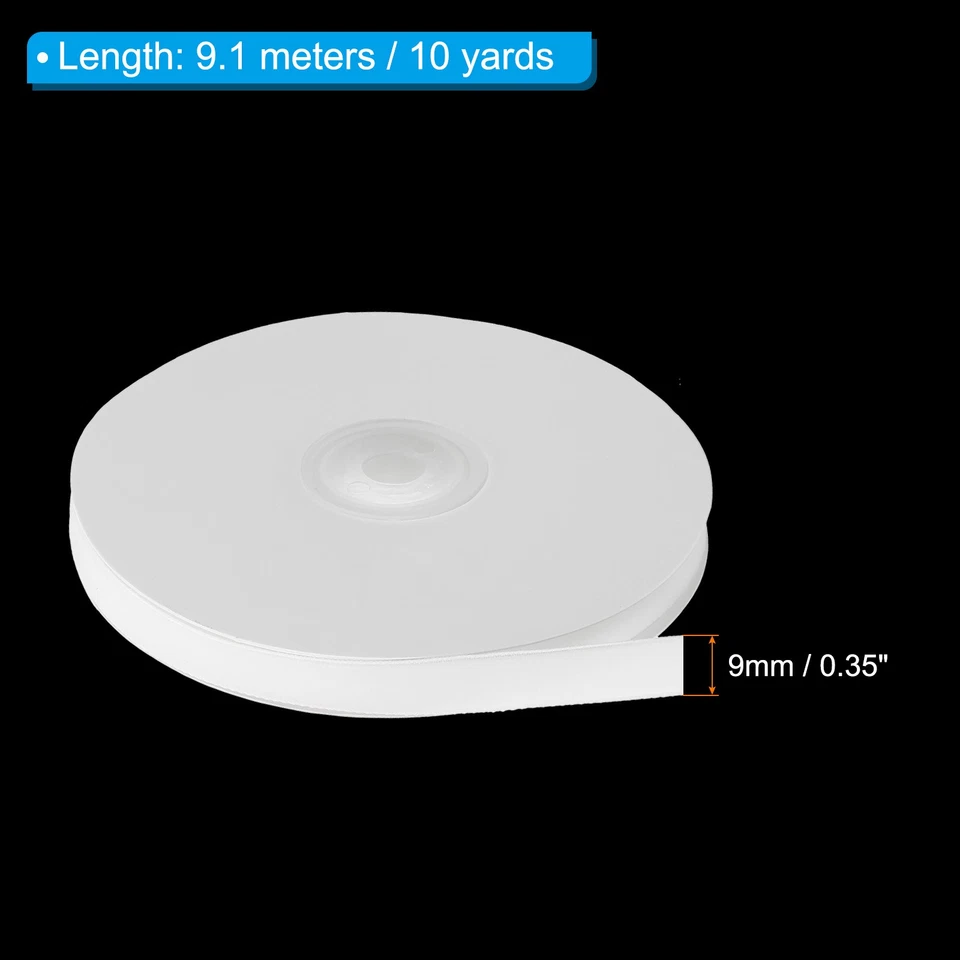 0.35" x 10 Yard Ribbon Single Faced Velvet Spool for DIY White - Image 2 of 4