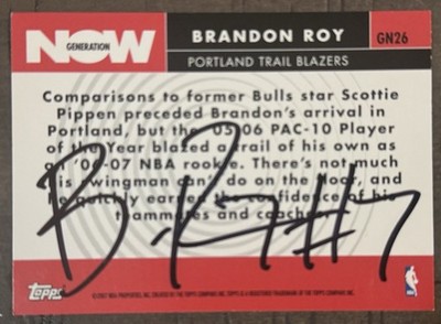 2007/08 TOPPS BRANDON ROY SIGNED PORTLAND TRAIL BLAZERS GENERATION NOW CARD GN26