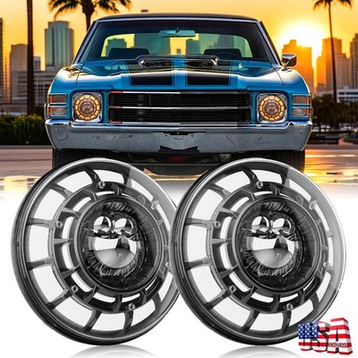 New 2PC 150W 7'' Halo Angel Eyes LED Headlight for Chevy Chevelle 1971 1972 1973