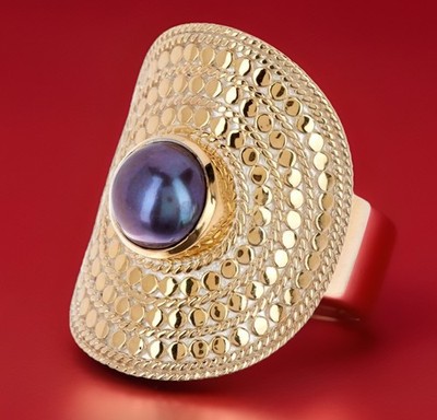 ANNA BECK RING GOLD VERMEIL 8 MM PERLENSCHILD GRÖSSE 7