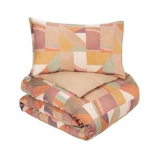 Parure copripiumino Fazzini Geometrico Cammello WOODEN BLOCKS percalle di cotone