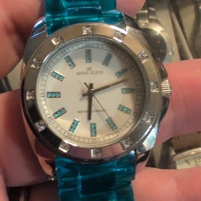 Anne Klein Women's Quartz Analog Wristwatch Blue Plastic Bracelet White Dial