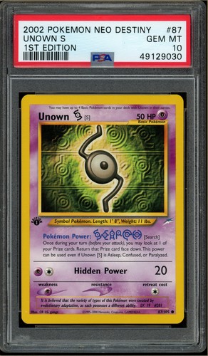 Unown [S] (1st Edition) graded PSA 10 for sale on eBay