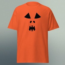 Pumpkin Face Halloween T-shirt Orange Unisex Adult Spooky Tee 26