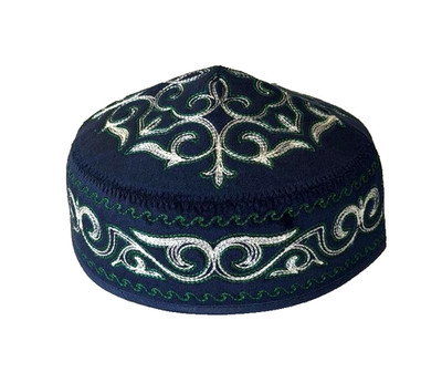 KAZAKH KUFI MEN'S  HAT - TRIBAL - LIGHT WEIGHT  HAT - 22.5 '' - MEDIUM
