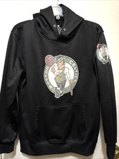 Boston Celtics NBA Hoodie Sweatshirt SZ Medium Tatum Black Logo Cotton VTG