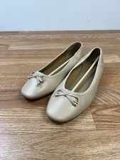 ASOS Design Wide Fit Lullaby Bow Ballet Flats in Beige Women's Size 7 W NEW