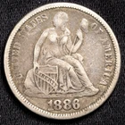 1872 Seated Liberty Silver Dime Fine (F) - Philadelphia Mint
