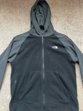 Boys Lightweight Fleece Full Zip North Face Black Grey Hood Jacket Large 14/16