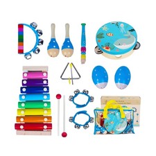 Wooden Musical Instruments Set for Toddlers 1-3, Natural Wood Percu... Fast Ship