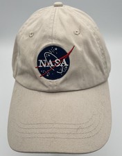 NASA Space Science Baseball Cap Strap Back Hat Tan Adjustable Casual Embroidered