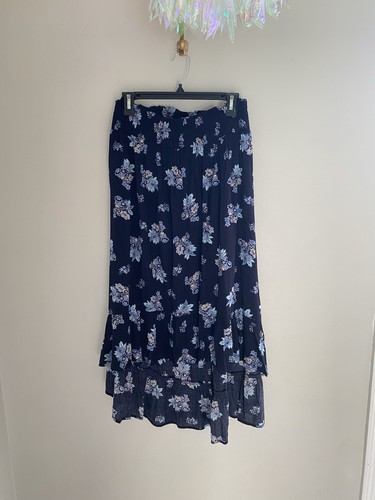 Jupe Fleurie Bleue Et Noire Lane Bryant - Taille 24W - Coton/élasthanne - Bon état