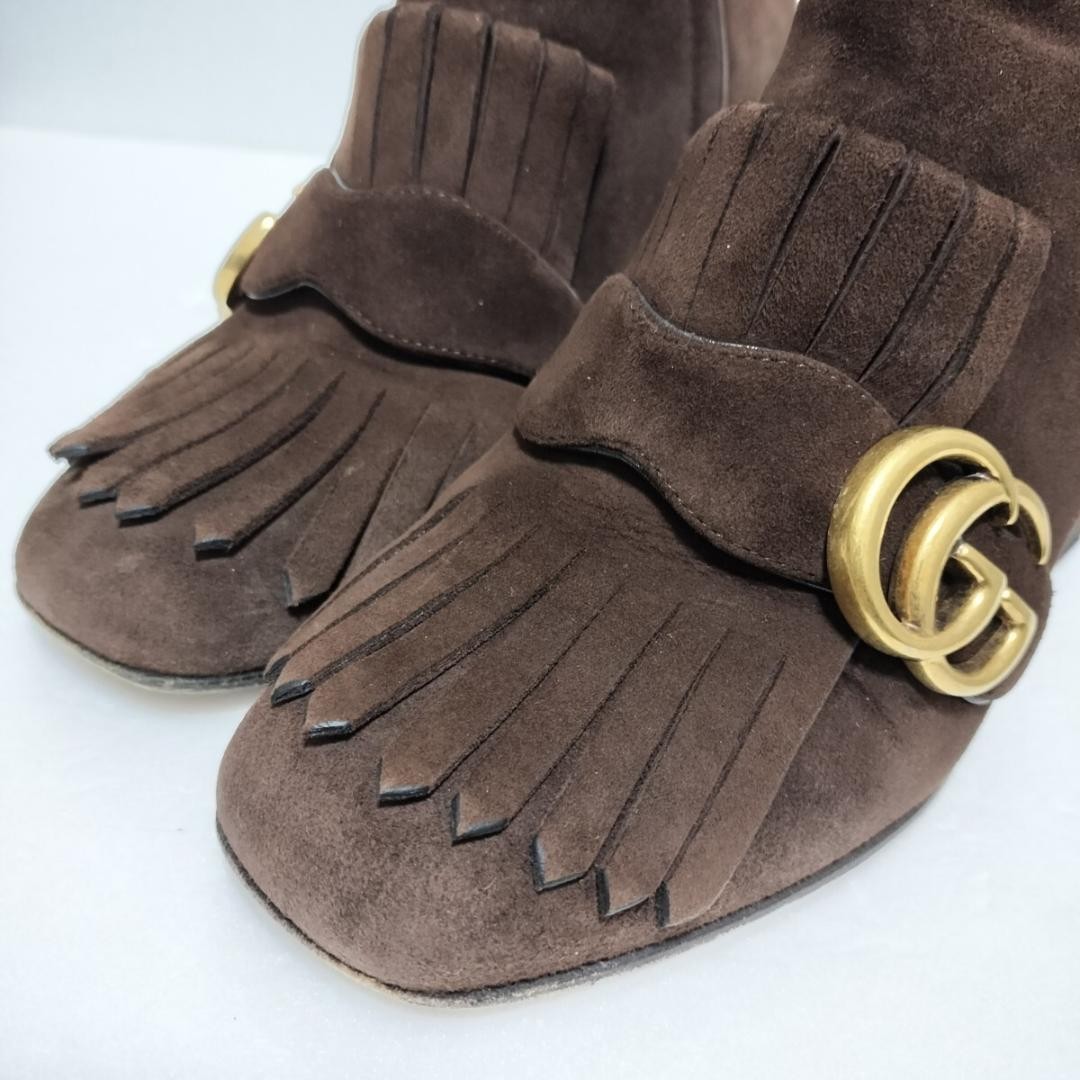 GUCCI Boots Heel GG Marmont Suede Brown EU35/US5 107364c thumbnail 2
