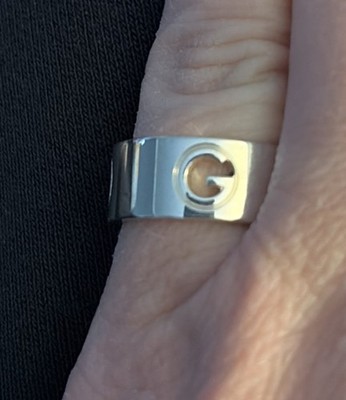 Gucci Sterling Silver G Logo Ring 925 Made In Italy Size 6.5, 8.1 Grams