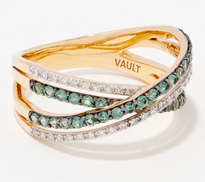 Vault Discoveries 14K Gelbgold Alexandrit Crossover Ring, Größe 8