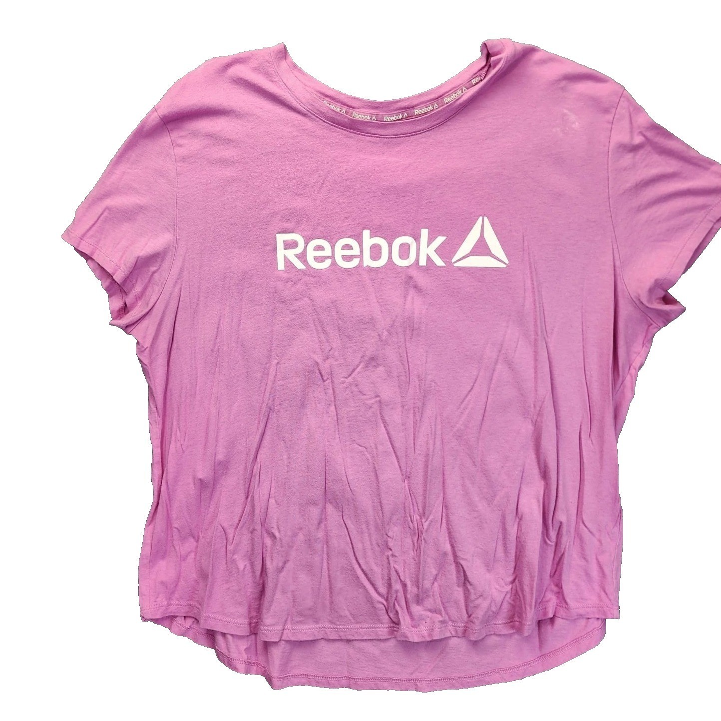 Reebok Womens XXL Pink Short Sleeve Graphic Logo T-Shirt Relaxed Fit Activewear