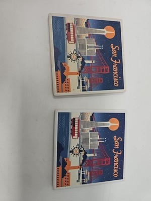 San Francisco 4x4 Ceramic Tile Cork Coasters Set of 2 Vintage B10