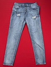 NEW High Waist Distressed Women  s Jeans Unbranded Button Waist Size XL F9
