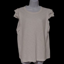 Veronica Beard Akeela Ruffle Sleeve Tee White Minimalist Cotton Peru L