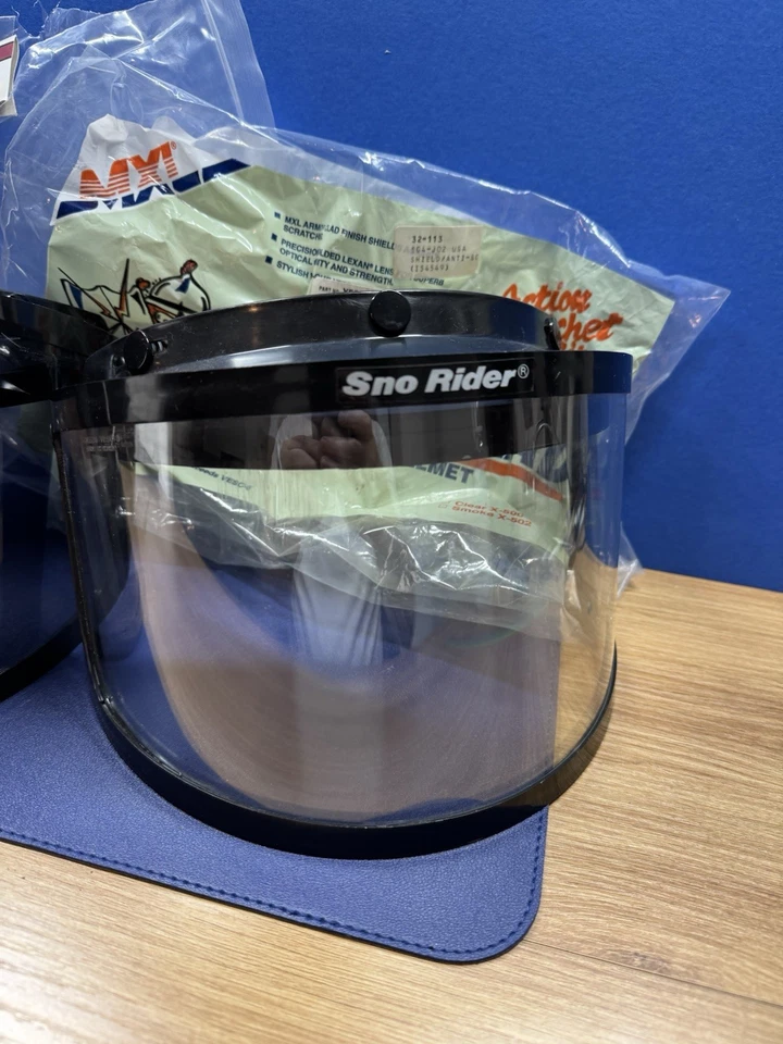 2 Vintage Sno Rider Visor & Face Shields 1970's for Open Face Snowmobile Helmets - Image 4 of 4